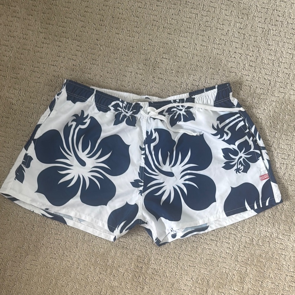 Men's Blue Floral Swim Trunks
